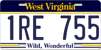 WV license plate 1RE755
