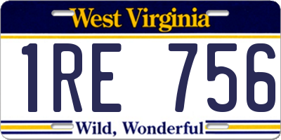 WV license plate 1RE756