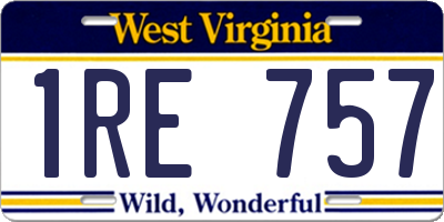 WV license plate 1RE757