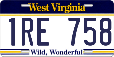 WV license plate 1RE758