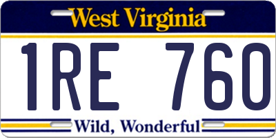 WV license plate 1RE760