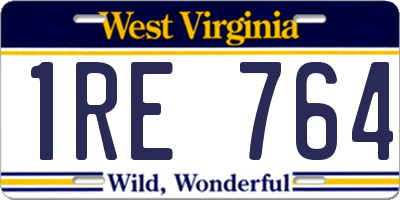 WV license plate 1RE764