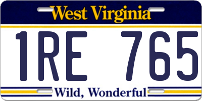 WV license plate 1RE765