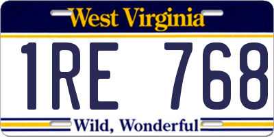 WV license plate 1RE768
