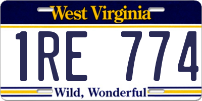 WV license plate 1RE774