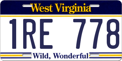 WV license plate 1RE778