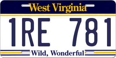 WV license plate 1RE781