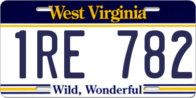 WV license plate 1RE782