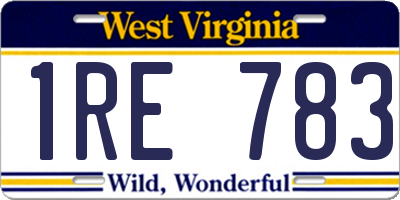 WV license plate 1RE783
