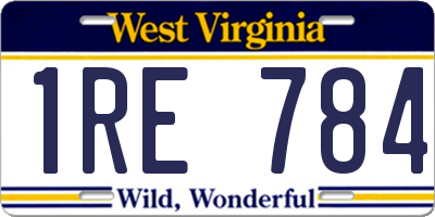 WV license plate 1RE784