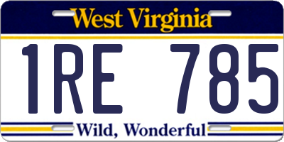 WV license plate 1RE785