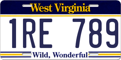 WV license plate 1RE789