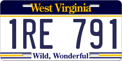 WV license plate 1RE791