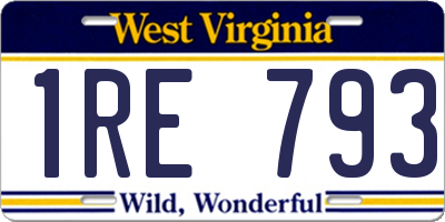 WV license plate 1RE793