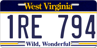 WV license plate 1RE794