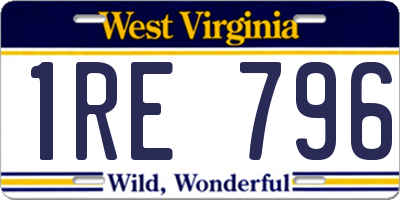 WV license plate 1RE796