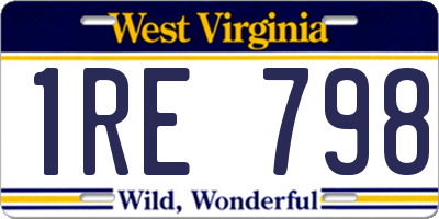 WV license plate 1RE798
