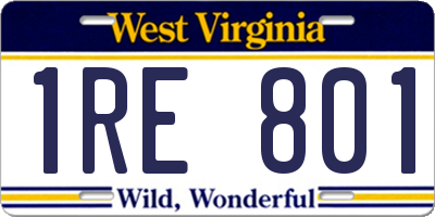 WV license plate 1RE801