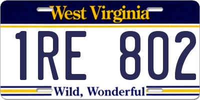 WV license plate 1RE802