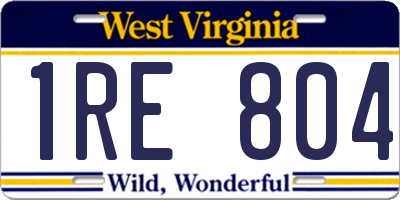 WV license plate 1RE804