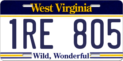 WV license plate 1RE805