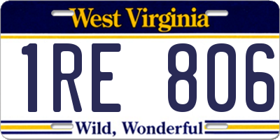 WV license plate 1RE806