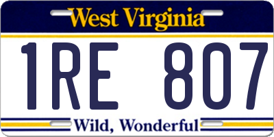 WV license plate 1RE807
