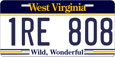 WV license plate 1RE808