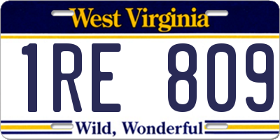 WV license plate 1RE809
