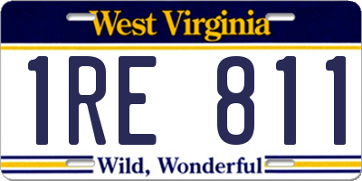 WV license plate 1RE811