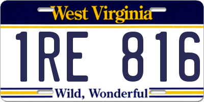 WV license plate 1RE816