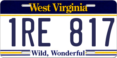 WV license plate 1RE817