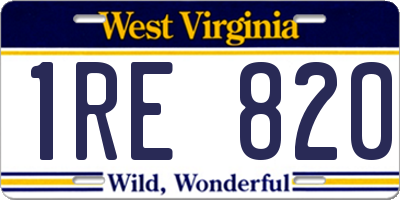 WV license plate 1RE820