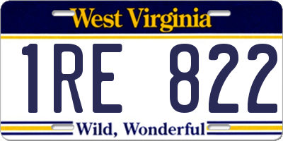 WV license plate 1RE822