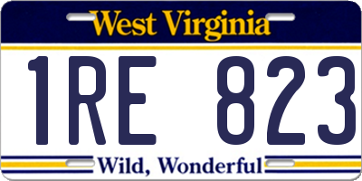 WV license plate 1RE823