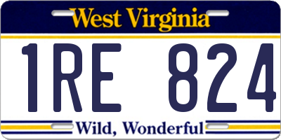 WV license plate 1RE824