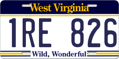 WV license plate 1RE826