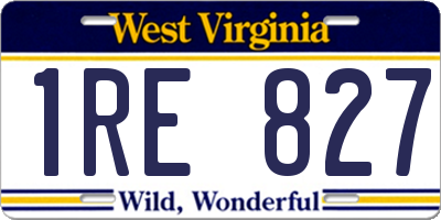 WV license plate 1RE827