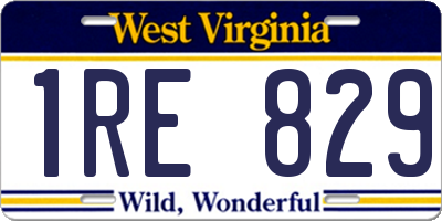 WV license plate 1RE829