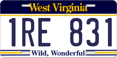 WV license plate 1RE831