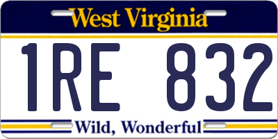 WV license plate 1RE832
