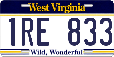 WV license plate 1RE833