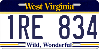 WV license plate 1RE834