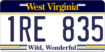 WV license plate 1RE835