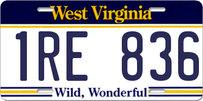 WV license plate 1RE836