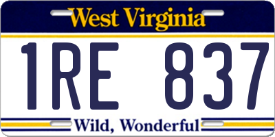 WV license plate 1RE837