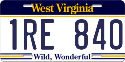 WV license plate 1RE840