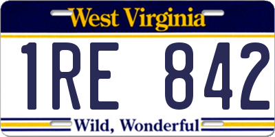WV license plate 1RE842