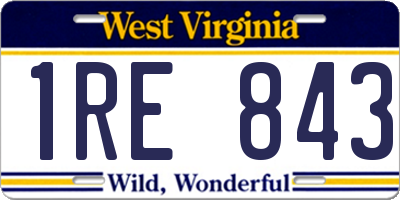 WV license plate 1RE843