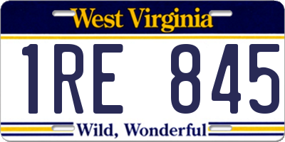 WV license plate 1RE845